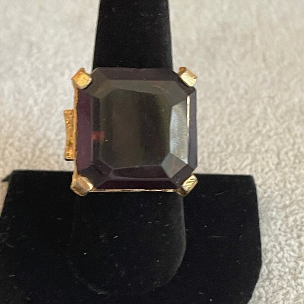 Costume jewelry large Amethyst ring adj band